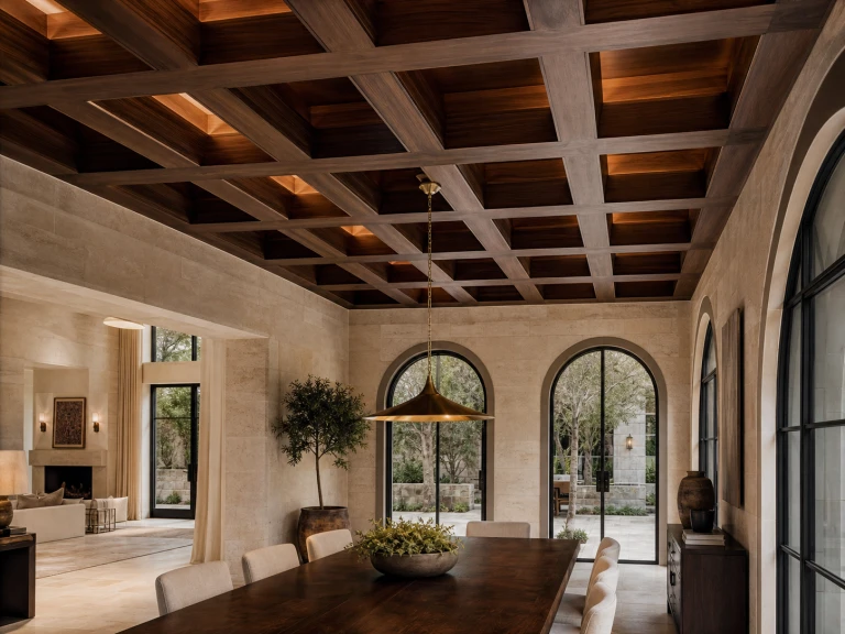 Coffered wood ceiling made for a Dubai interior